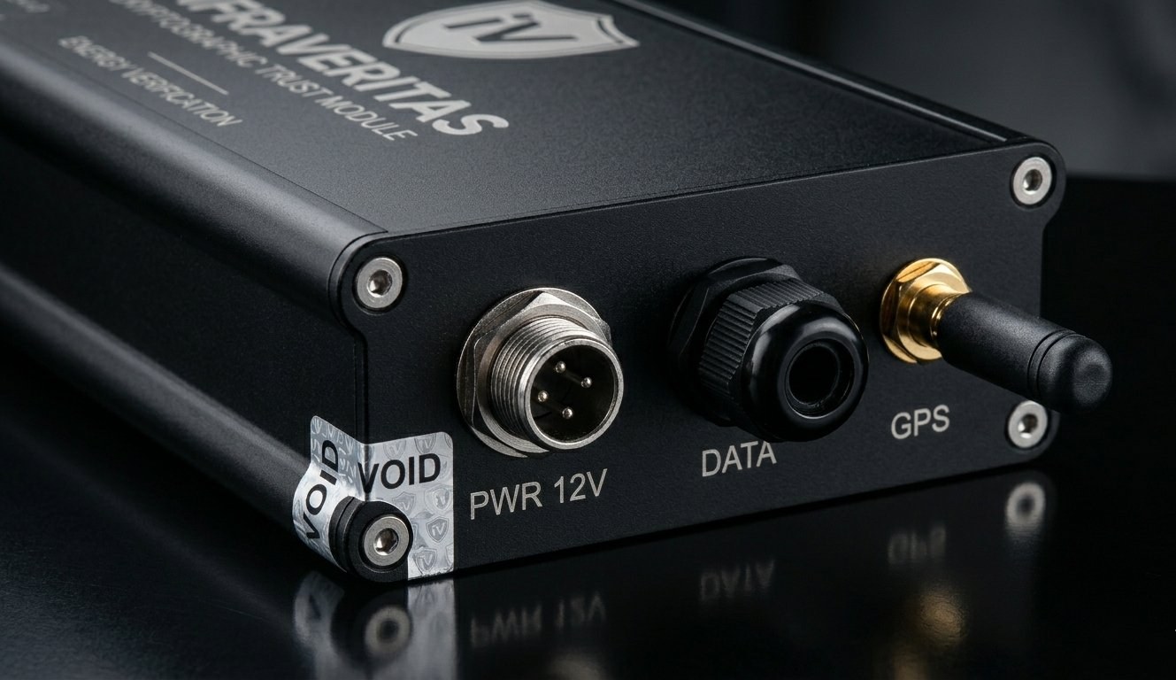 IPAS-E module field I/O — power, data, GPS, and tamper-evident seal